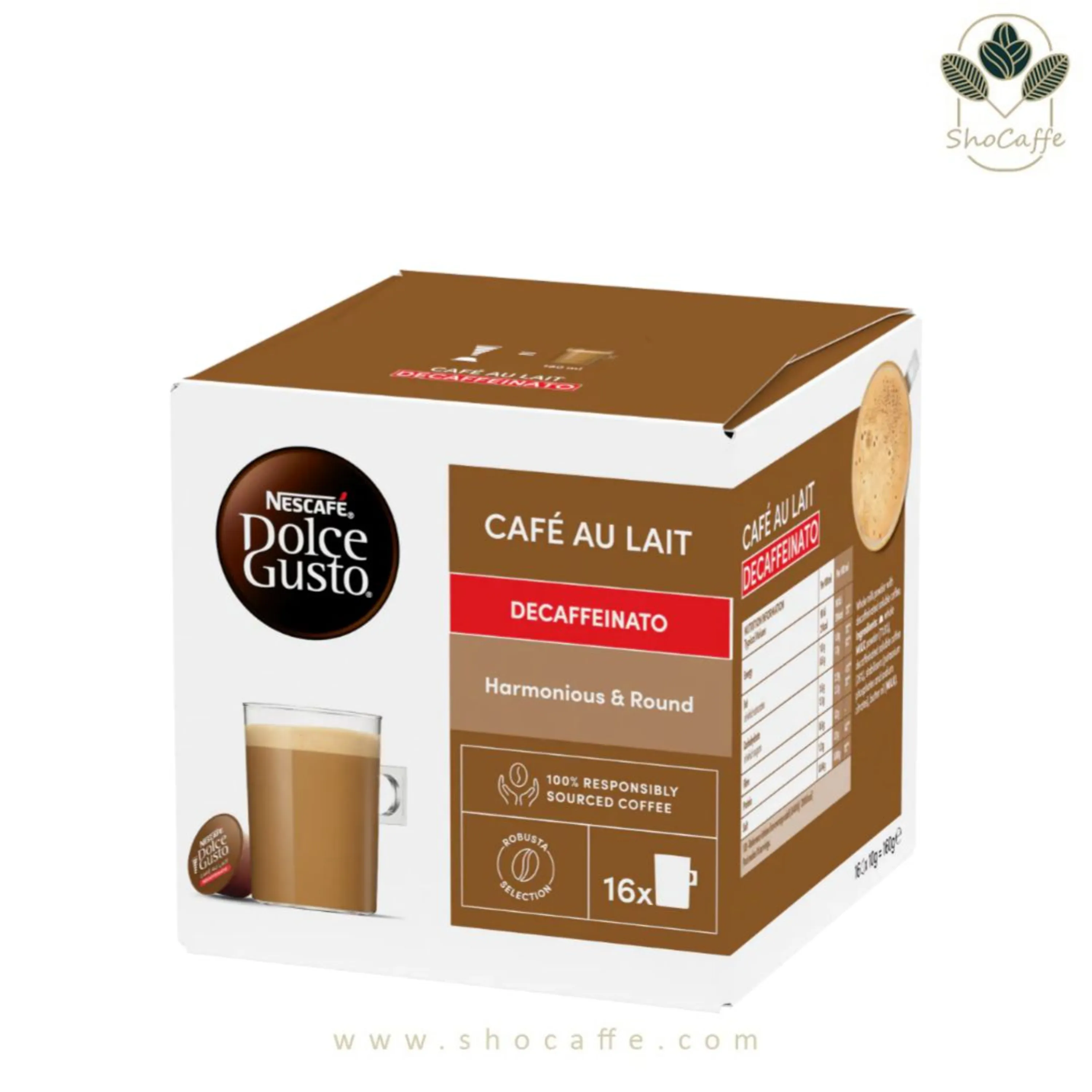 کپسول قهوه دولچه گوستو مدل کافه اوله بدون کافئین Cafe Au Lait Decaffeinato